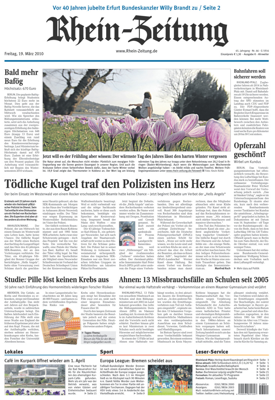 Rhein-Zeitung Kreis Ahrweiler vom Freitag, 19.03.2010
