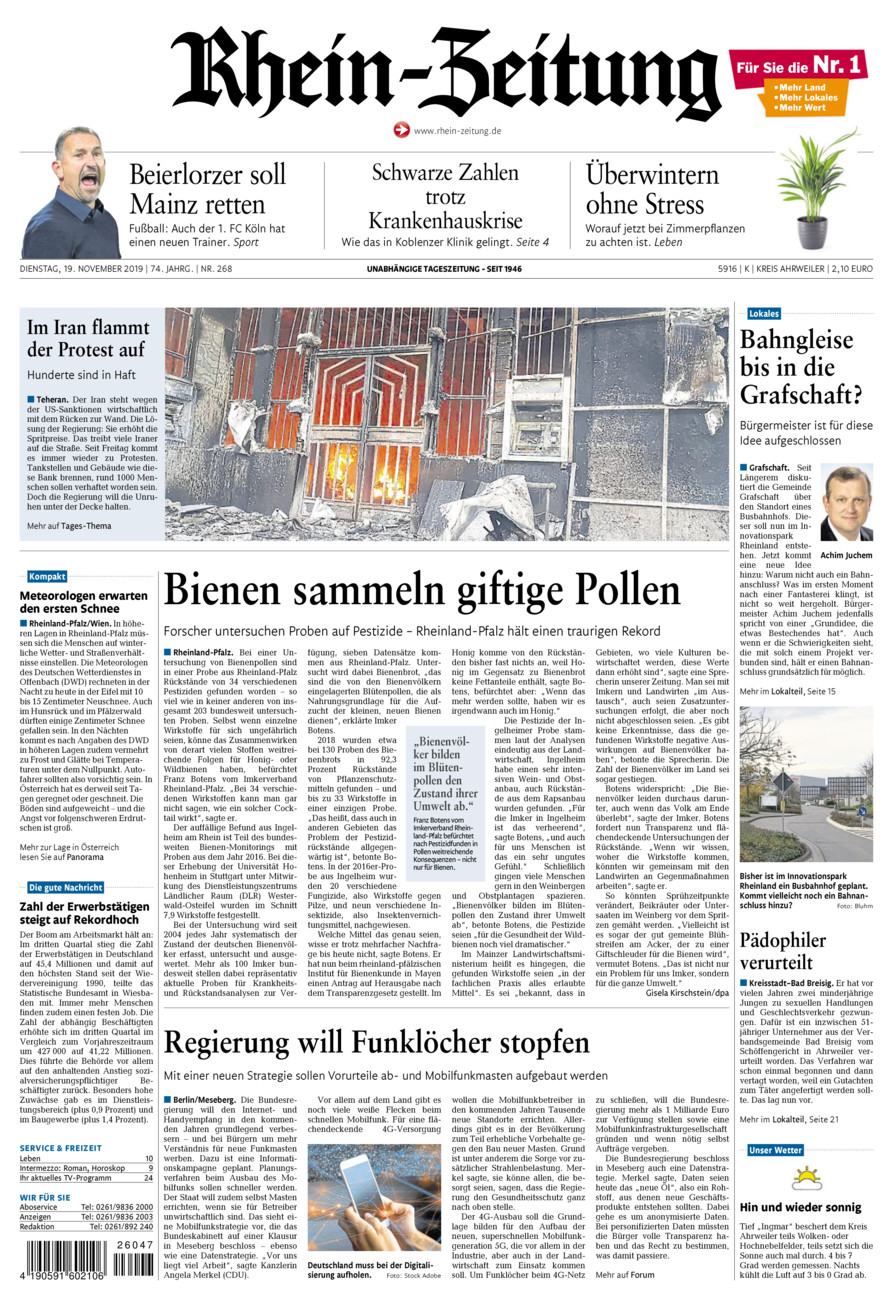 Rhein-Zeitung Kreis Ahrweiler vom Dienstag, 19.11.2019