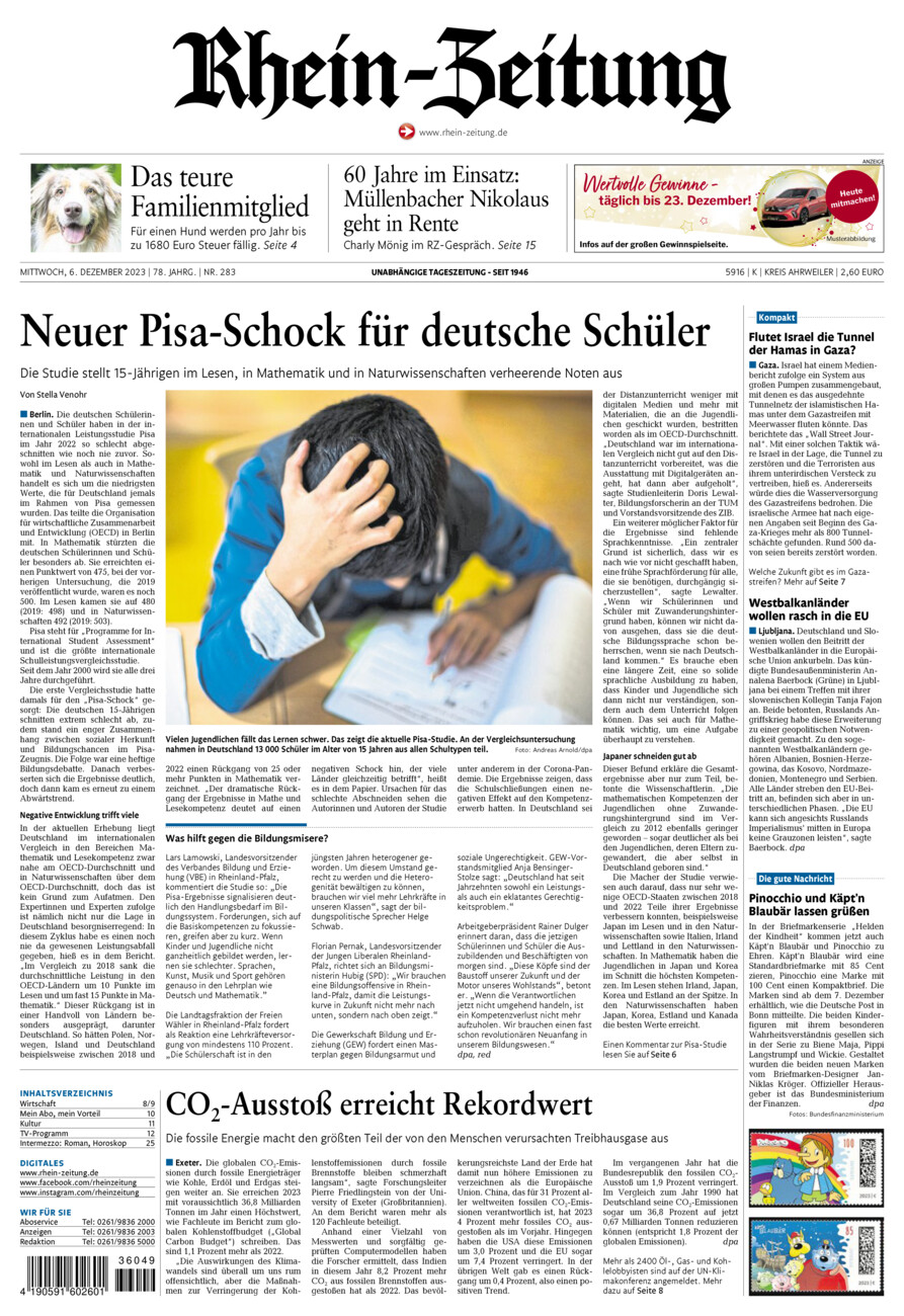 Rhein-Zeitung Kreis Ahrweiler vom Mittwoch, 06.12.2023