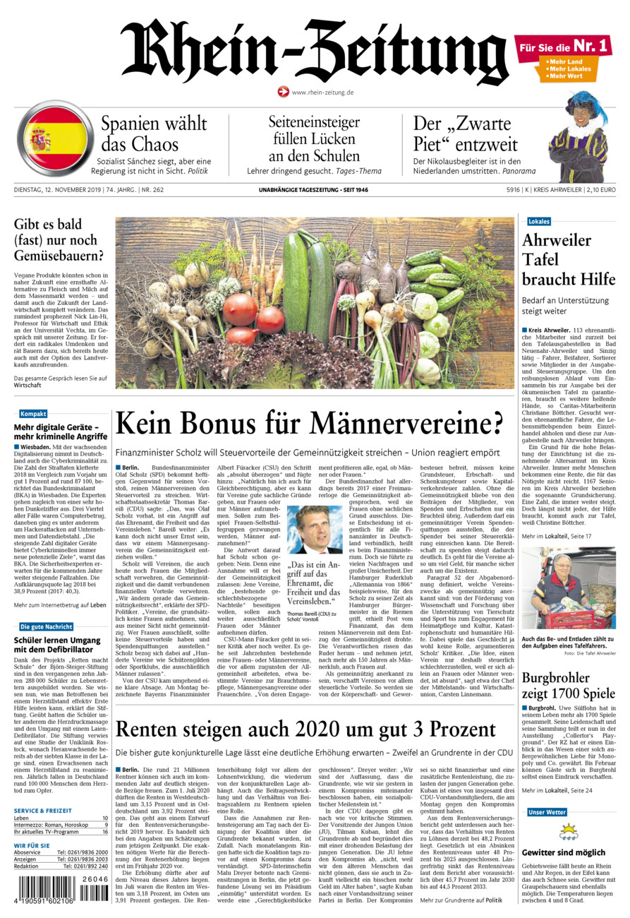 Rhein-Zeitung Kreis Ahrweiler vom Dienstag, 12.11.2019