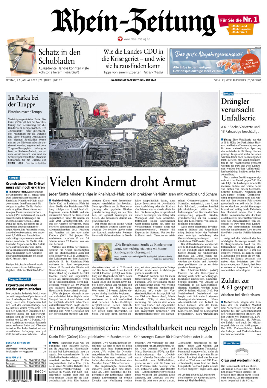Rhein-Zeitung Kreis Ahrweiler vom Freitag, 27.01.2023