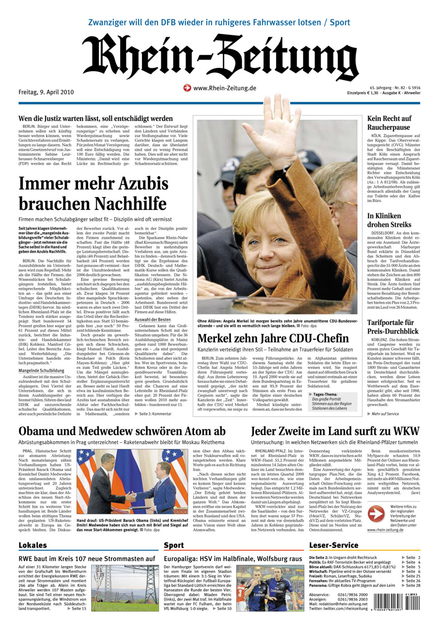 Rhein-Zeitung Kreis Ahrweiler vom Freitag, 09.04.2010