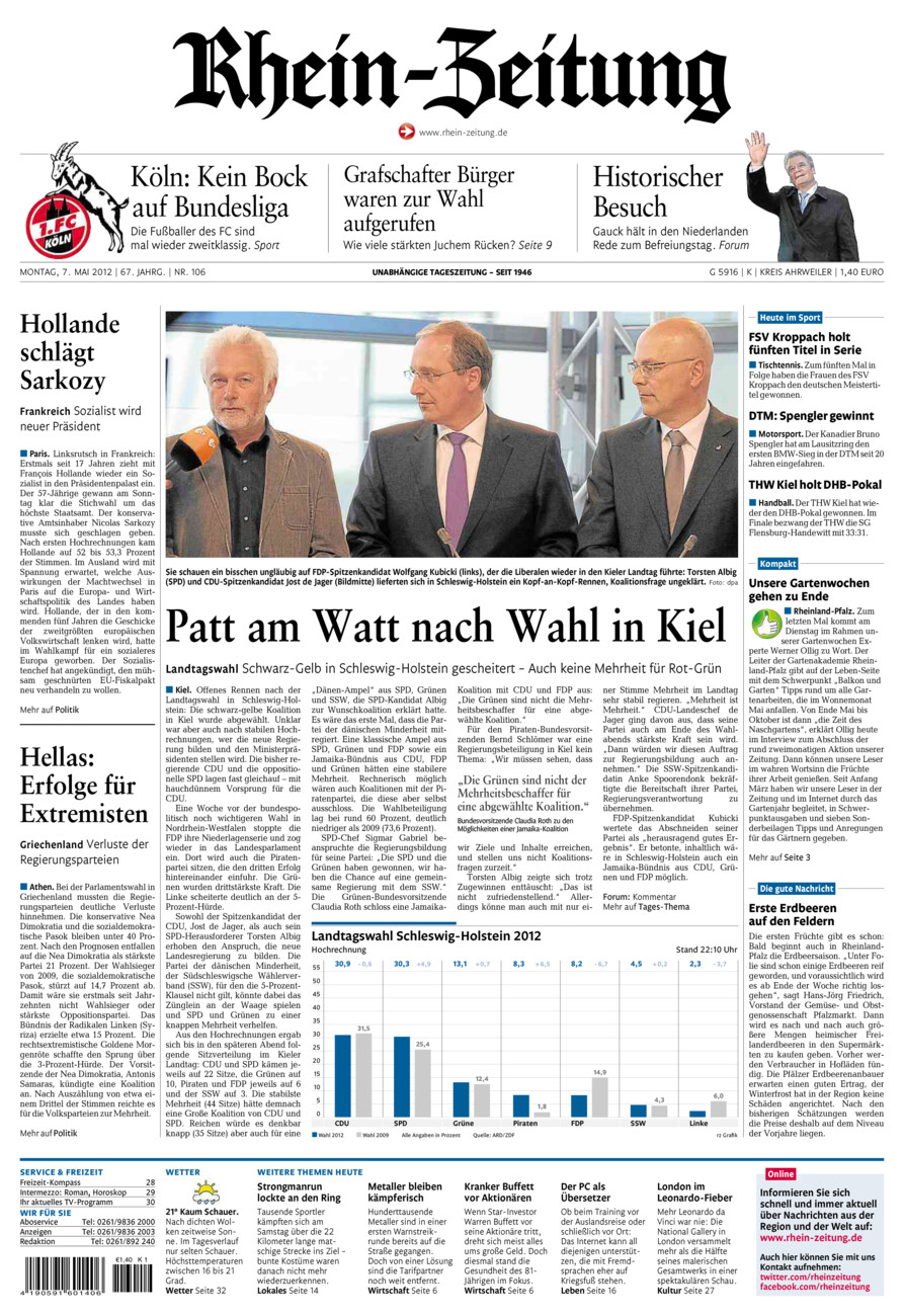 Rhein-Zeitung Kreis Ahrweiler vom Montag, 07.05.2012