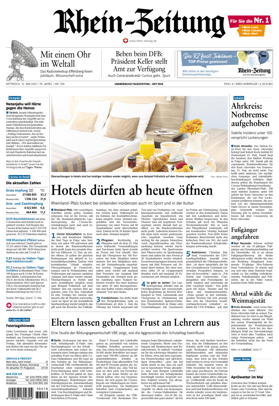 Rhein-Zeitung Kreis Ahrweiler vom Mittwoch, 12.05.2021