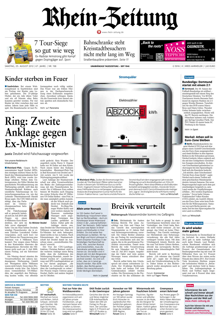 Rhein-Zeitung Kreis Ahrweiler vom Samstag, 25.08.2012
