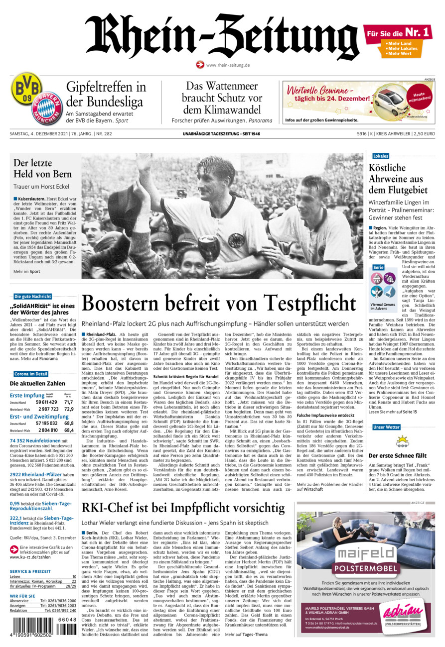 Rhein-Zeitung Kreis Ahrweiler vom Samstag, 04.12.2021