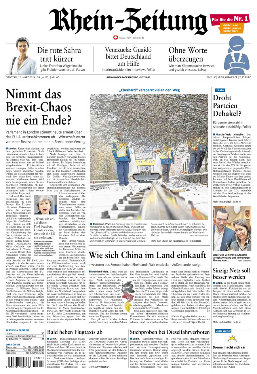 Rhein-Zeitung Kreis Ahrweiler vom Dienstag, 12.03.2019
