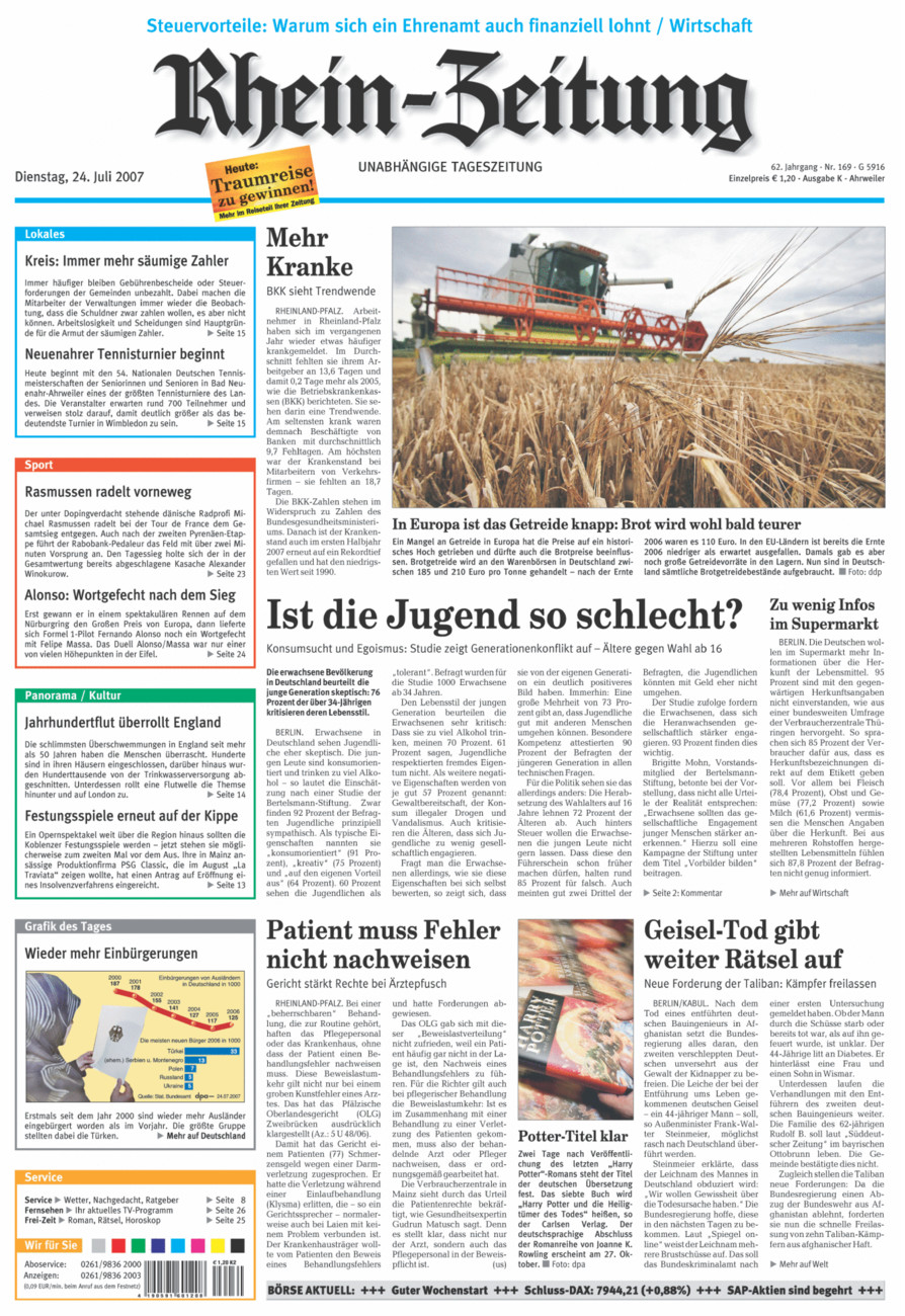 Rhein-Zeitung Kreis Ahrweiler vom Dienstag, 24.07.2007