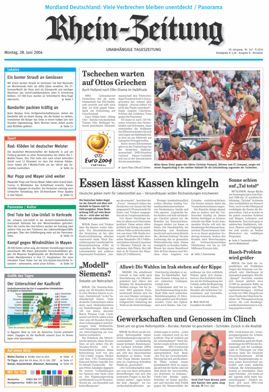 Rhein-Zeitung Kreis Ahrweiler vom Montag, 28.06.2004