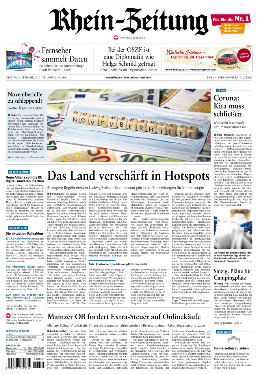 Rhein-Zeitung Kreis Ahrweiler vom Dienstag, 08.12.2020