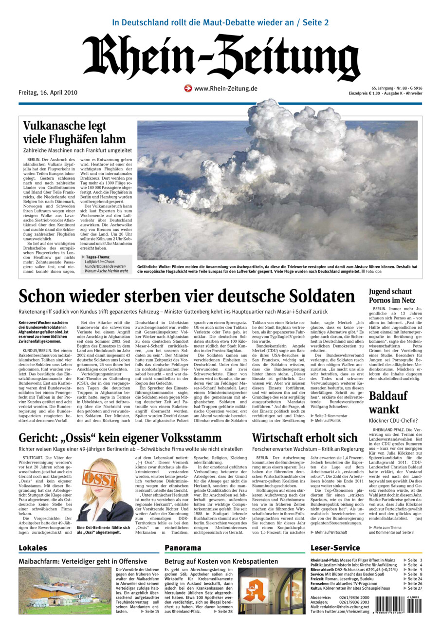 Rhein-Zeitung Kreis Ahrweiler vom Freitag, 16.04.2010