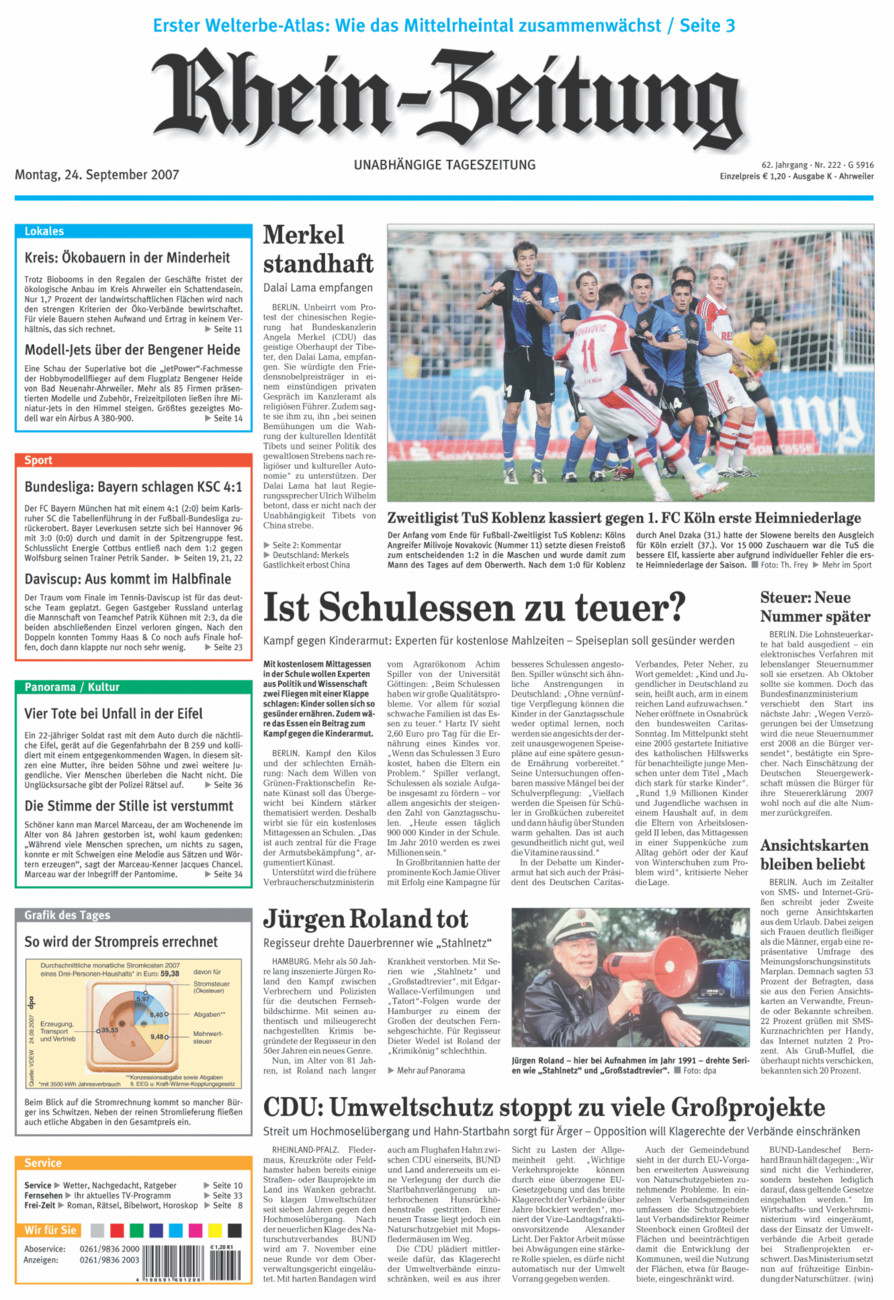 Rhein-Zeitung Kreis Ahrweiler vom Montag, 24.09.2007