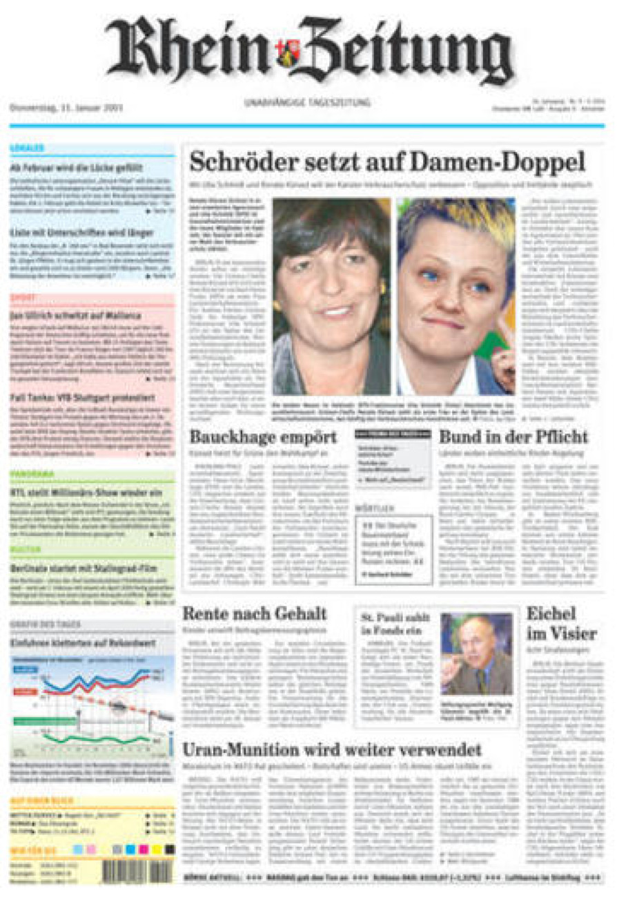 Rhein-Zeitung Kreis Ahrweiler vom Donnerstag, 11.01.2001