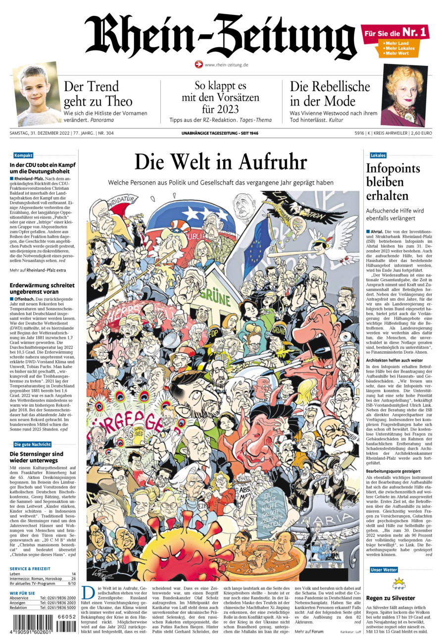 Rhein-Zeitung Kreis Ahrweiler vom Samstag, 31.12.2022