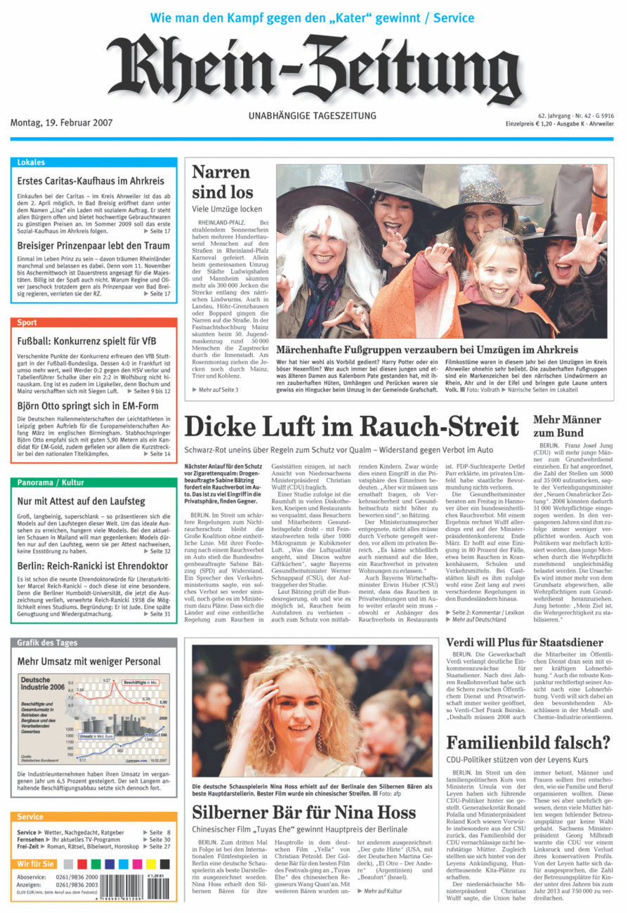Rhein-Zeitung Kreis Ahrweiler vom Montag, 19.02.2007