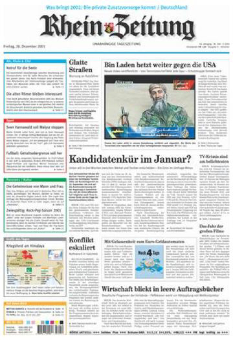 Rhein-Zeitung Kreis Ahrweiler vom Freitag, 28.12.2001