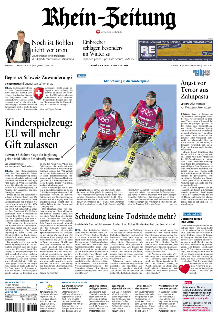 Rhein-Zeitung Kreis Ahrweiler vom Freitag, 07.02.2014