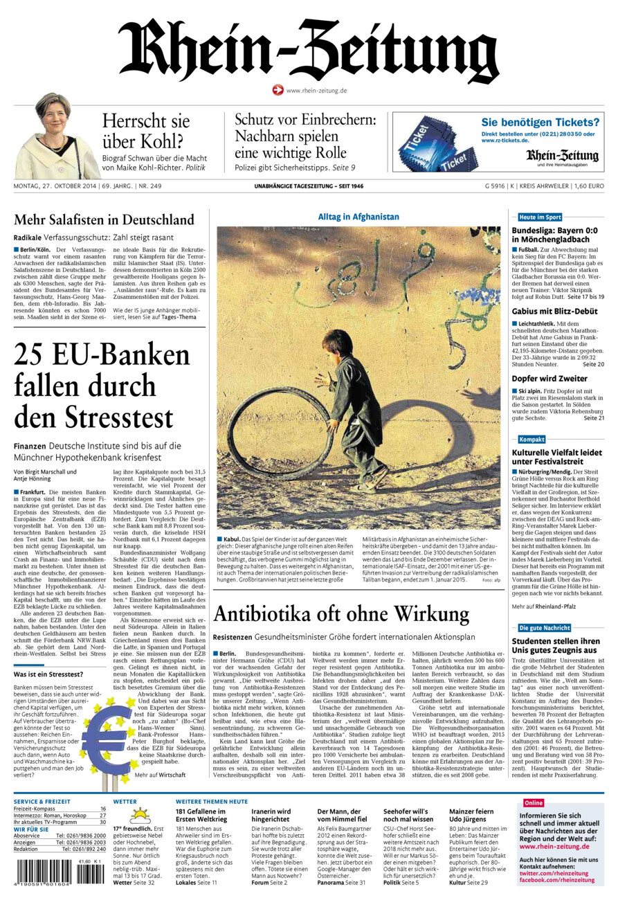 Rhein-Zeitung Kreis Ahrweiler vom Montag, 27.10.2014