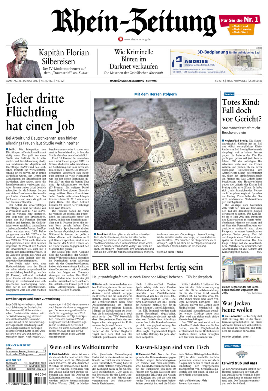 Rhein-Zeitung Kreis Ahrweiler vom Samstag, 26.01.2019