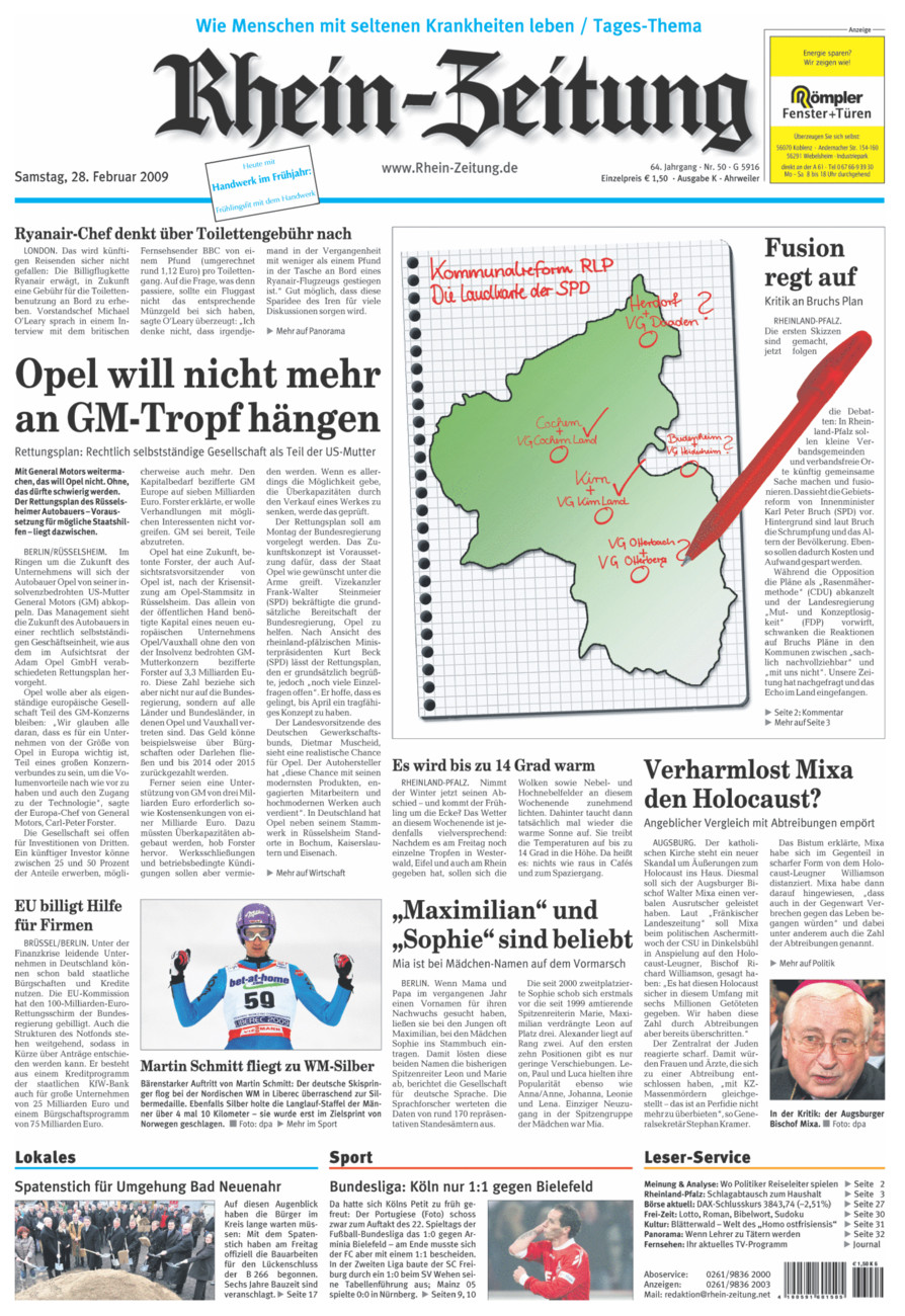 Rhein-Zeitung Kreis Ahrweiler vom Samstag, 28.02.2009