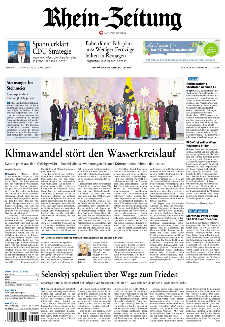 Rhein-Zeitung Kreis Ahrweiler vom Dienstag, 07.01.2025