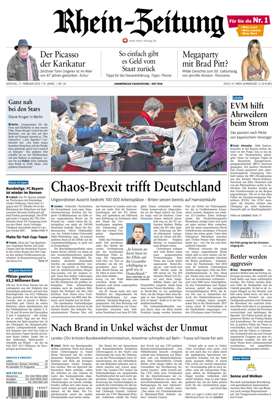 Rhein-Zeitung Kreis Ahrweiler vom Montag, 11.02.2019