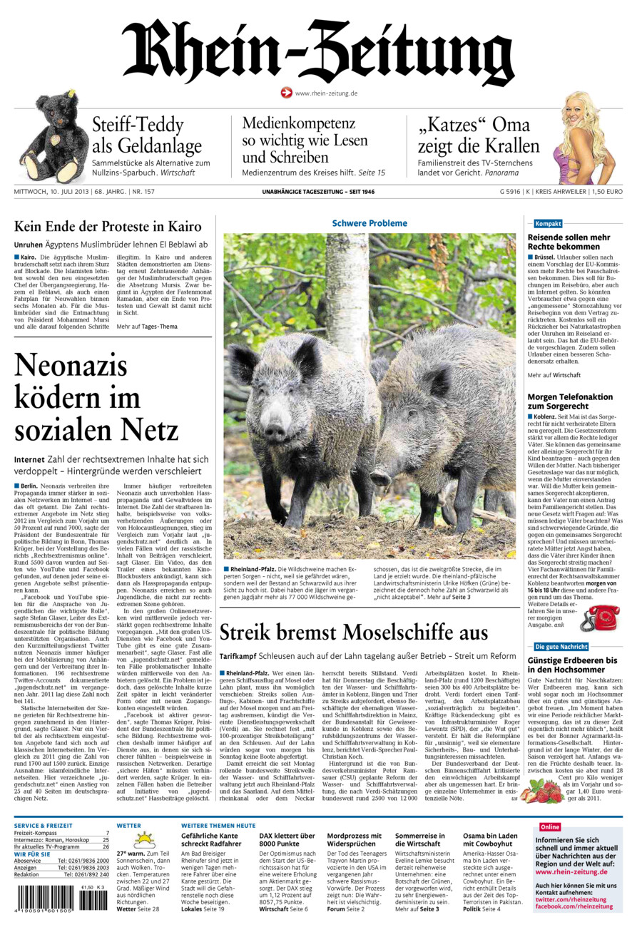 Rhein-Zeitung Kreis Ahrweiler vom Mittwoch, 10.07.2013
