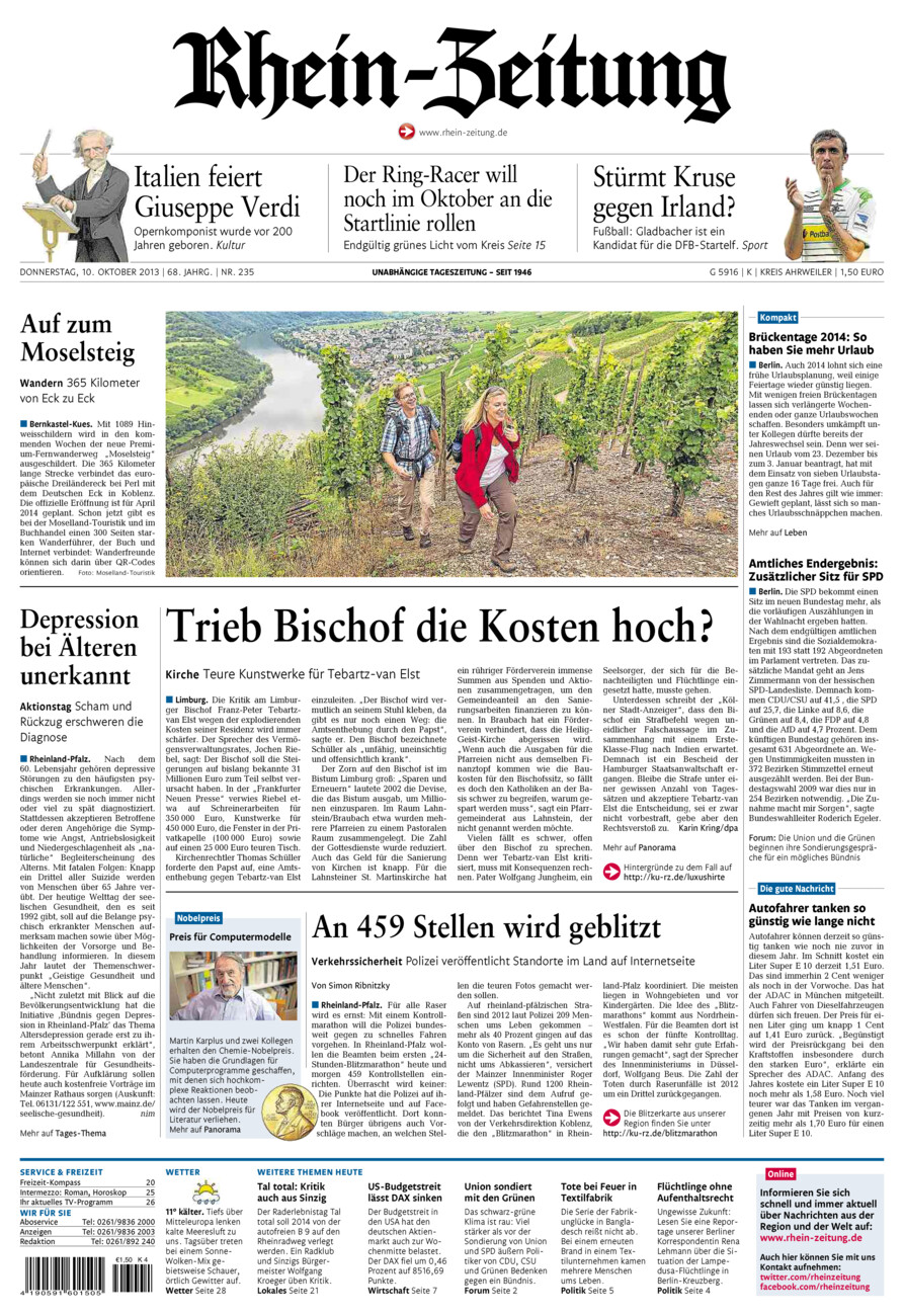 Rhein-Zeitung Kreis Ahrweiler vom Donnerstag, 10.10.2013