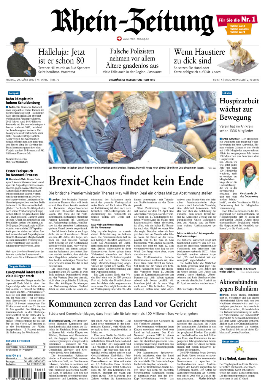 Rhein-Zeitung Kreis Ahrweiler vom Freitag, 29.03.2019
