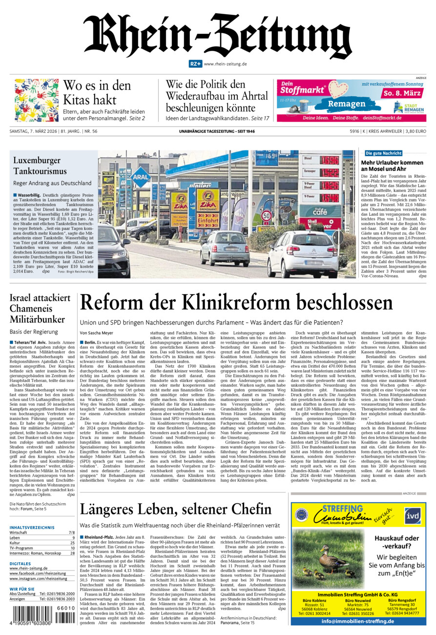 Rhein-Zeitung Kreis Ahrweiler vom Samstag, 07.03.2026