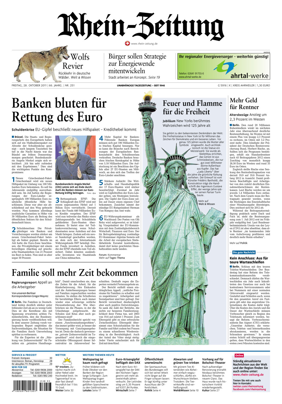 Rhein-Zeitung Kreis Ahrweiler vom Freitag, 28.10.2011