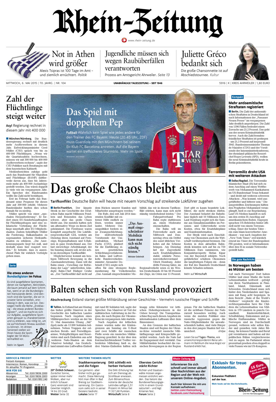 Rhein-Zeitung Kreis Ahrweiler vom Mittwoch, 06.05.2015