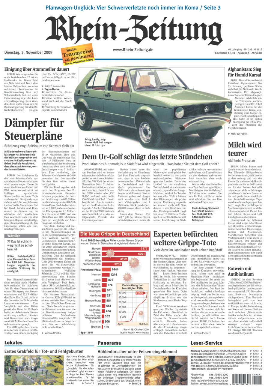Rhein-Zeitung Kreis Ahrweiler vom Dienstag, 03.11.2009