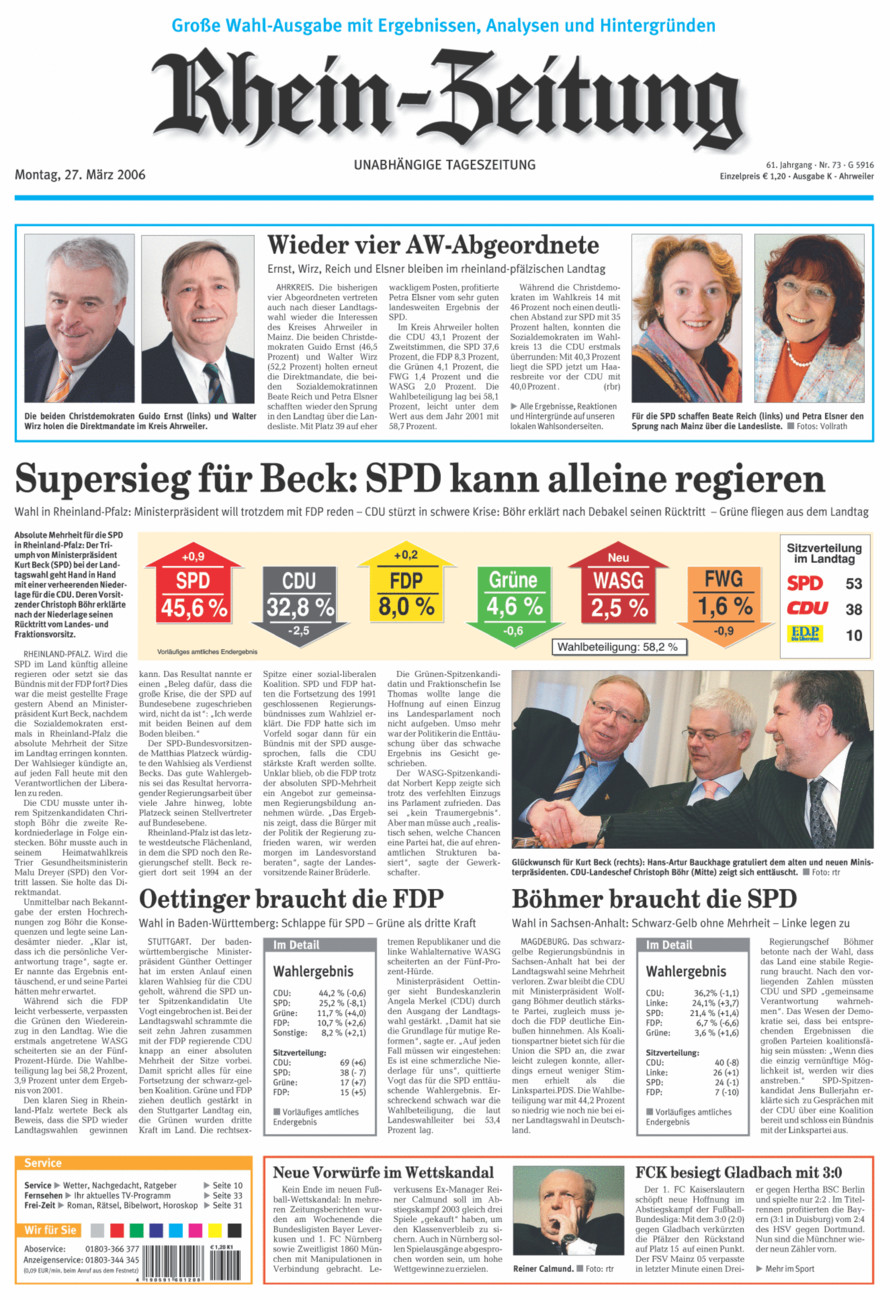 Rhein-Zeitung Kreis Ahrweiler vom Montag, 27.03.2006