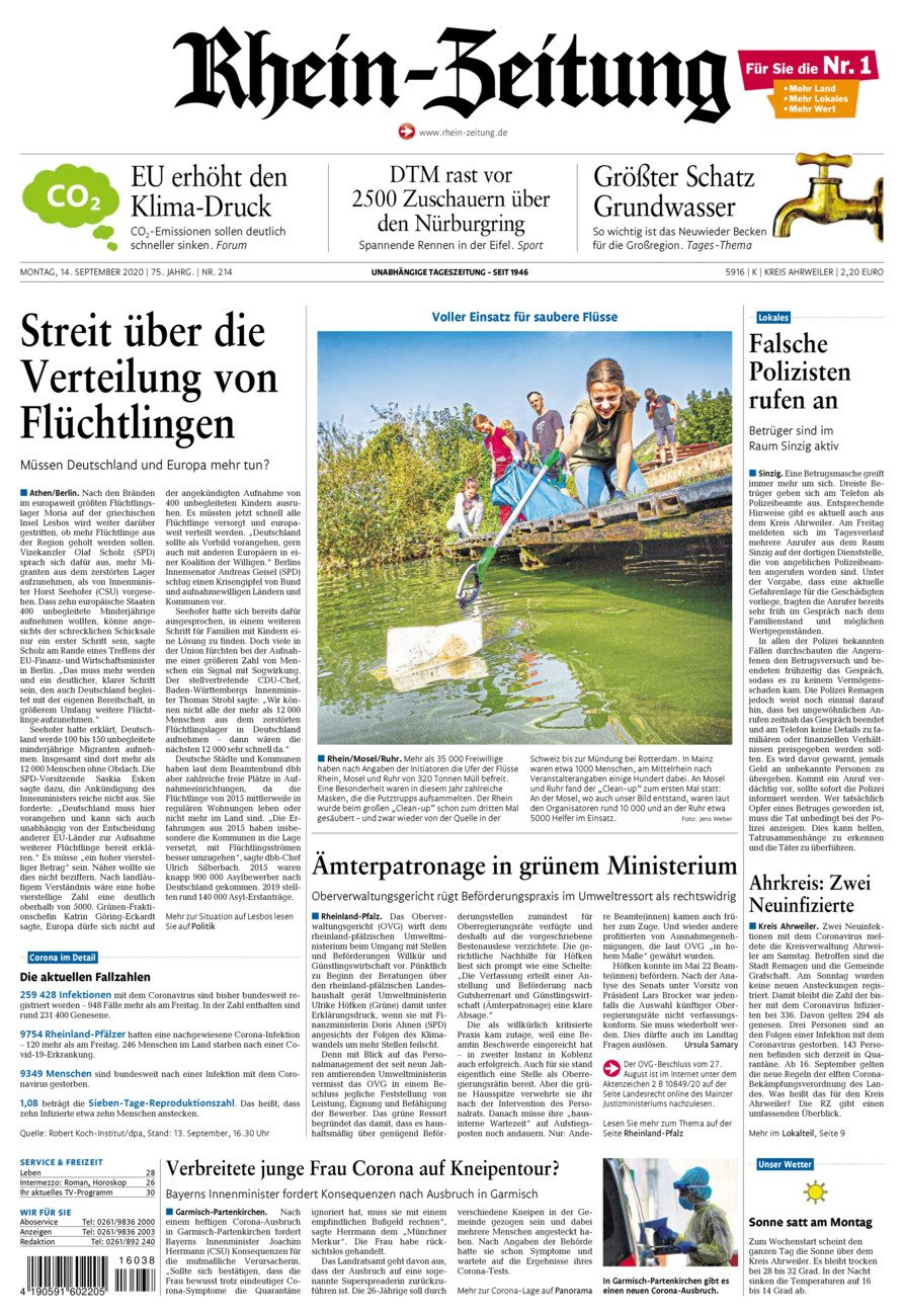 Rhein-Zeitung Kreis Ahrweiler vom Montag, 14.09.2020