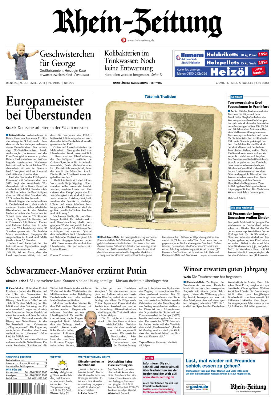 Rhein-Zeitung Kreis Ahrweiler vom Dienstag, 09.09.2014
