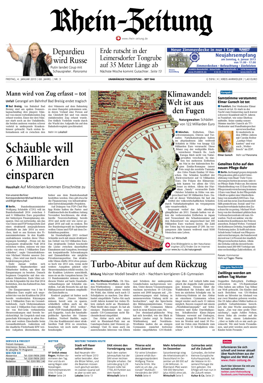 Rhein-Zeitung Kreis Ahrweiler vom Freitag, 04.01.2013