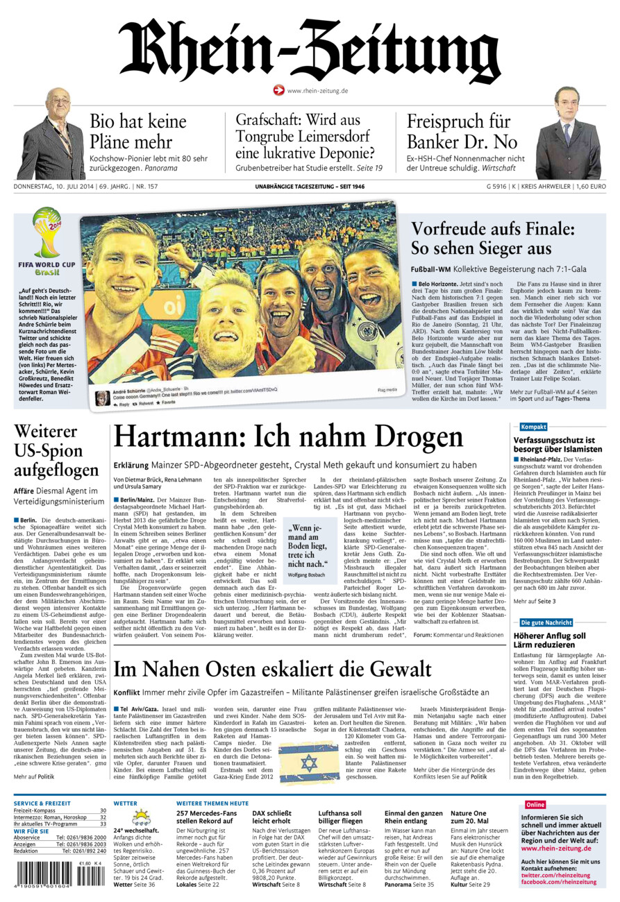 Rhein-Zeitung Kreis Ahrweiler vom Donnerstag, 10.07.2014
