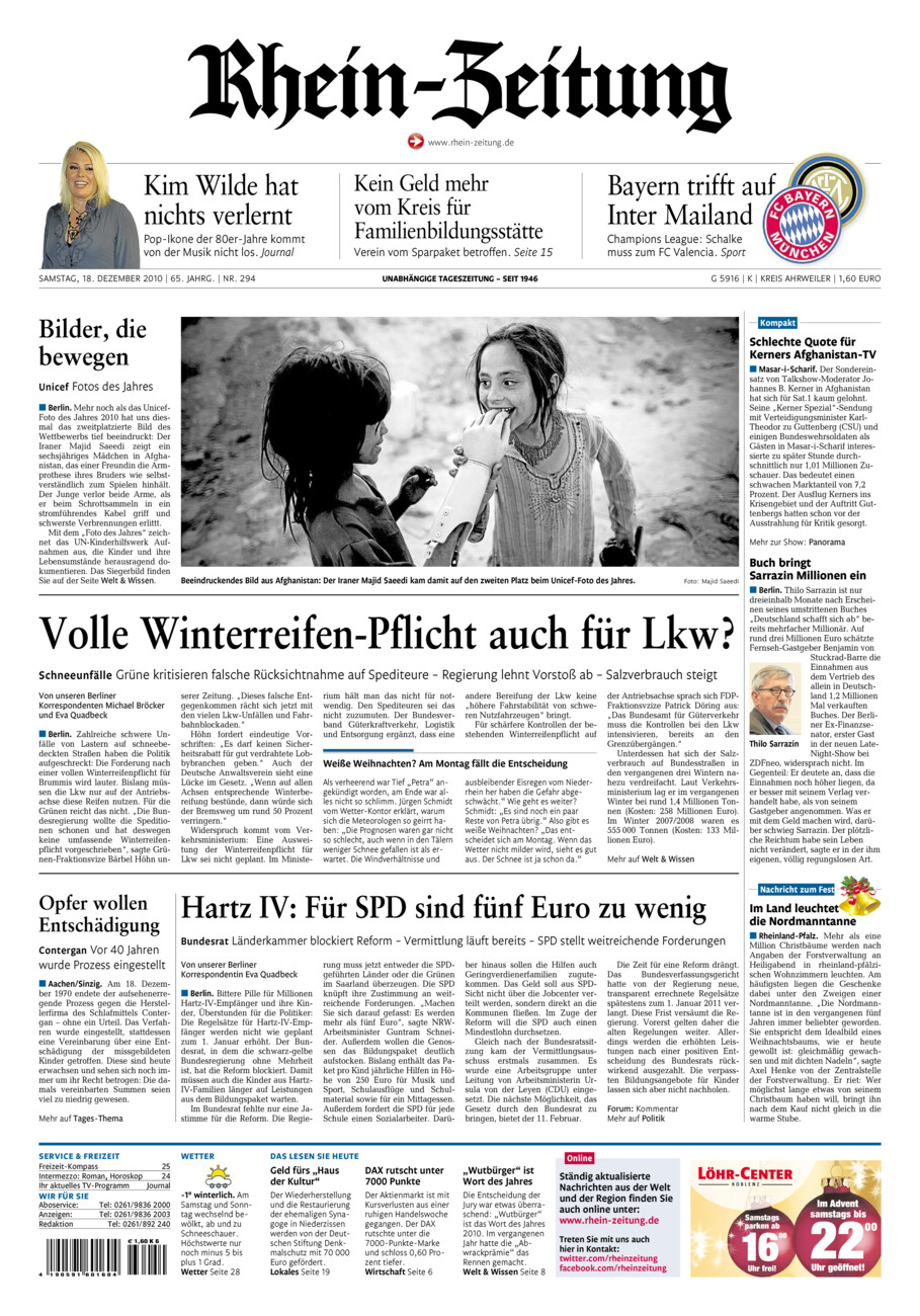 Rhein-Zeitung Kreis Ahrweiler vom Samstag, 18.12.2010