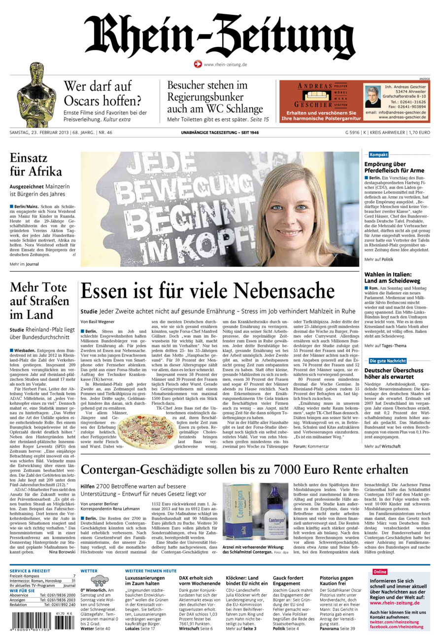 Rhein-Zeitung Kreis Ahrweiler vom Samstag, 23.02.2013