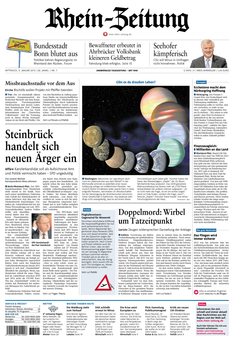 Rhein-Zeitung Kreis Ahrweiler vom Mittwoch, 09.01.2013