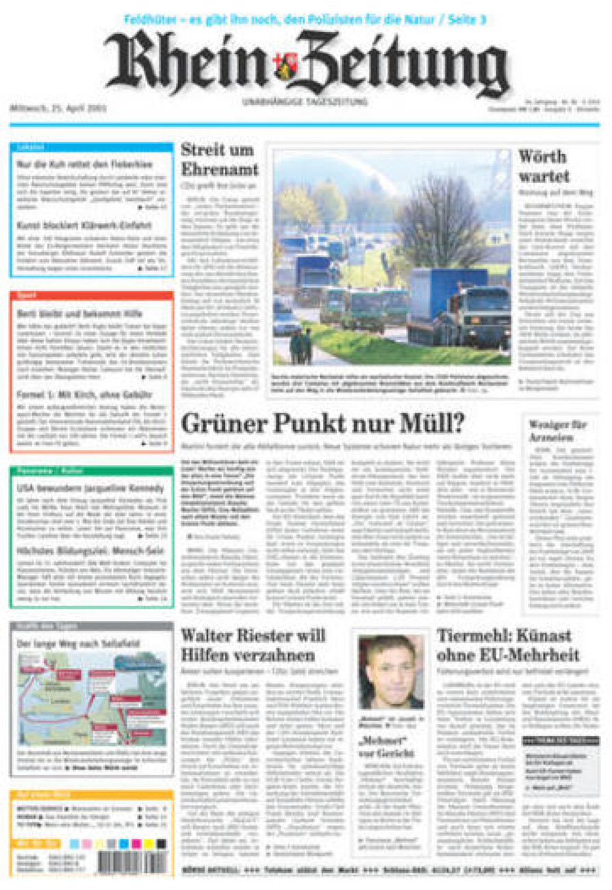 Rhein-Zeitung Kreis Ahrweiler vom Mittwoch, 25.04.2001