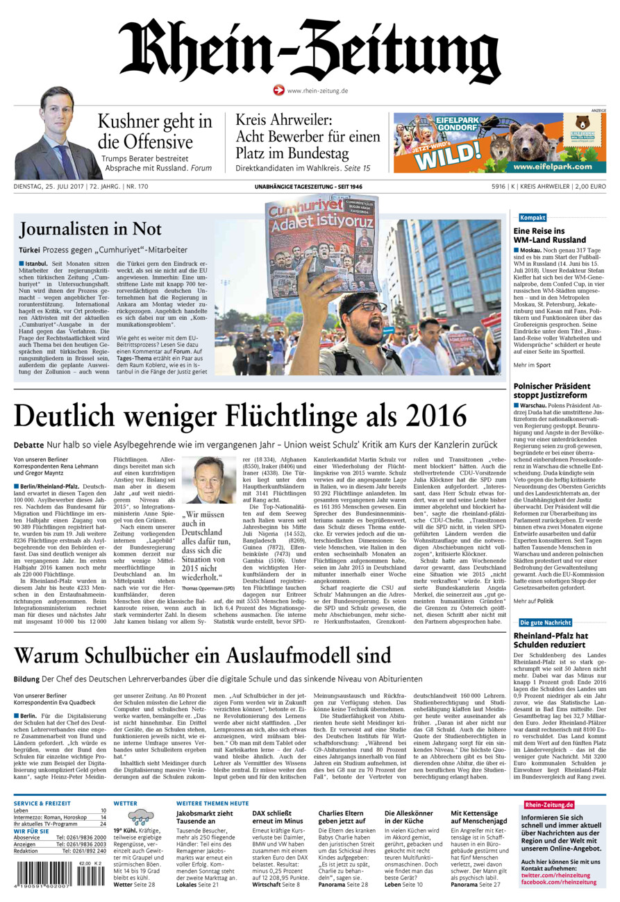 Rhein-Zeitung Kreis Ahrweiler vom Dienstag, 25.07.2017