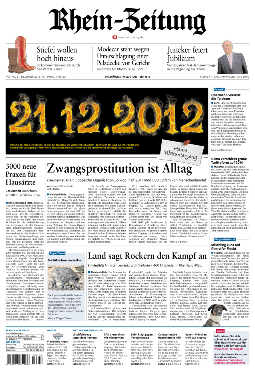Rhein-Zeitung Kreis Ahrweiler vom Freitag, 21.12.2012