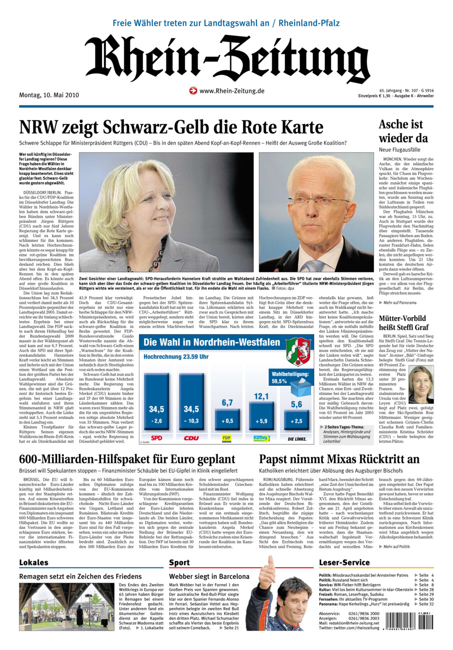 Rhein-Zeitung Kreis Ahrweiler vom Montag, 10.05.2010