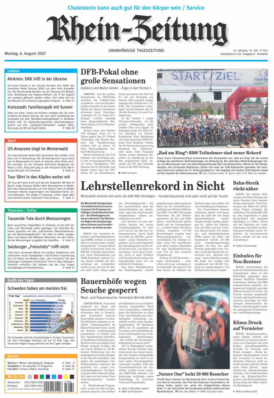 Rhein-Zeitung Kreis Ahrweiler vom Montag, 06.08.2007