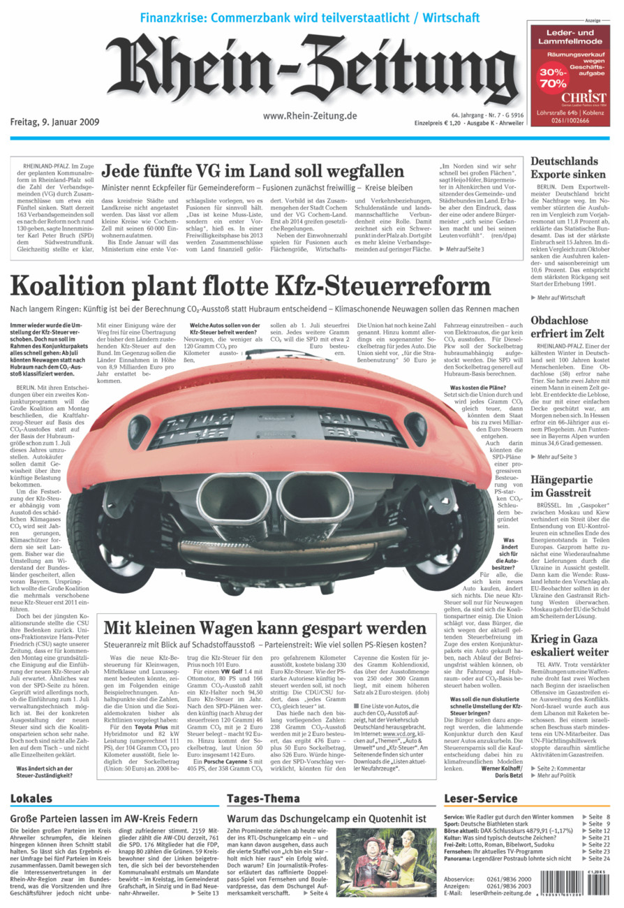 Rhein-Zeitung Kreis Ahrweiler vom Freitag, 09.01.2009