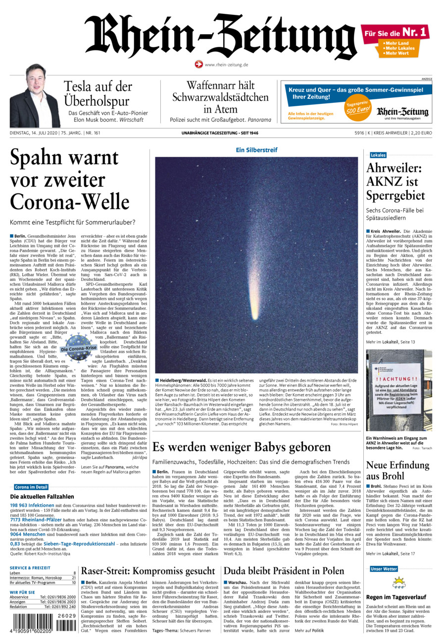 Rhein-Zeitung Kreis Ahrweiler vom Dienstag, 14.07.2020