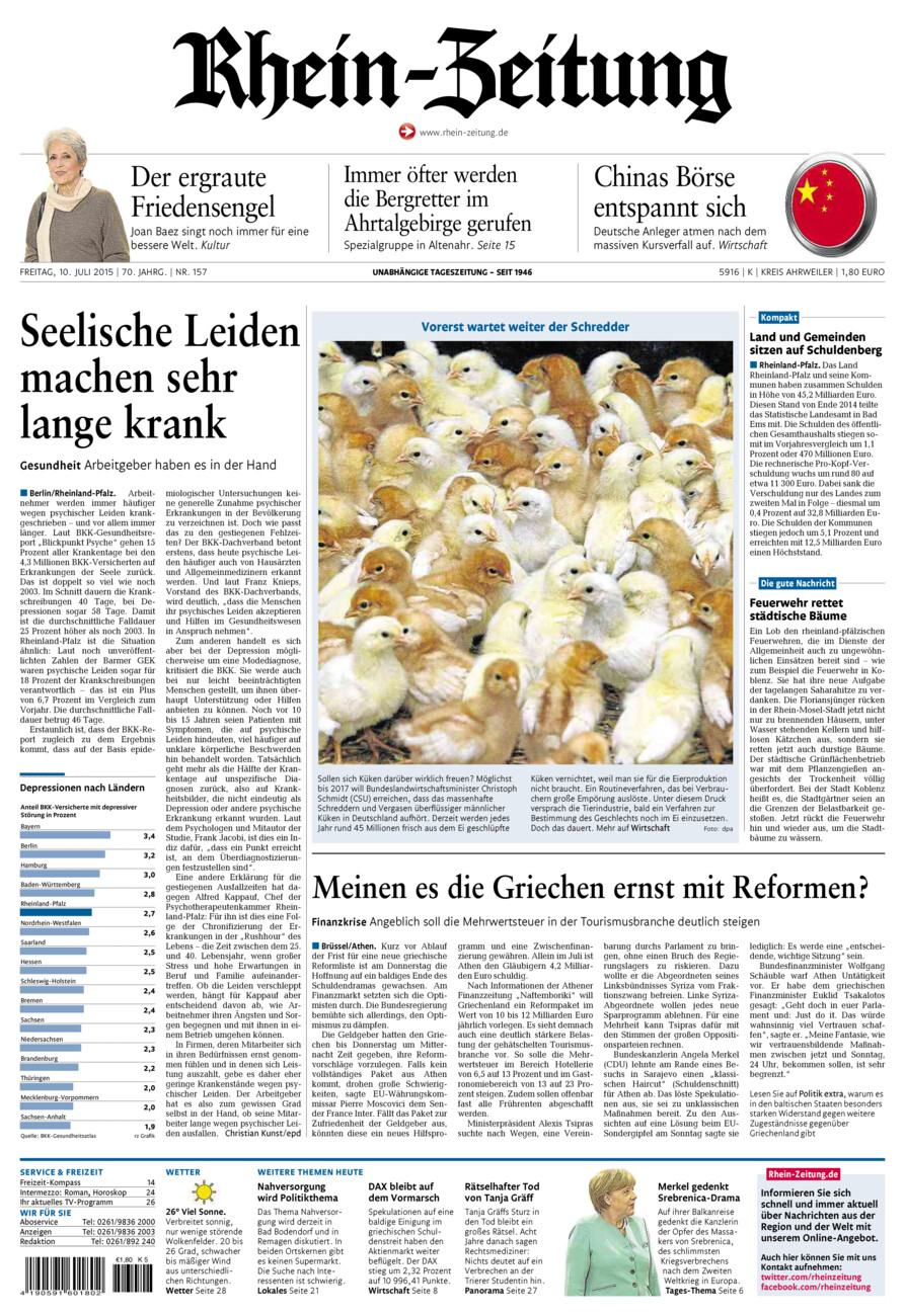 Rhein-Zeitung Kreis Ahrweiler vom Freitag, 10.07.2015
