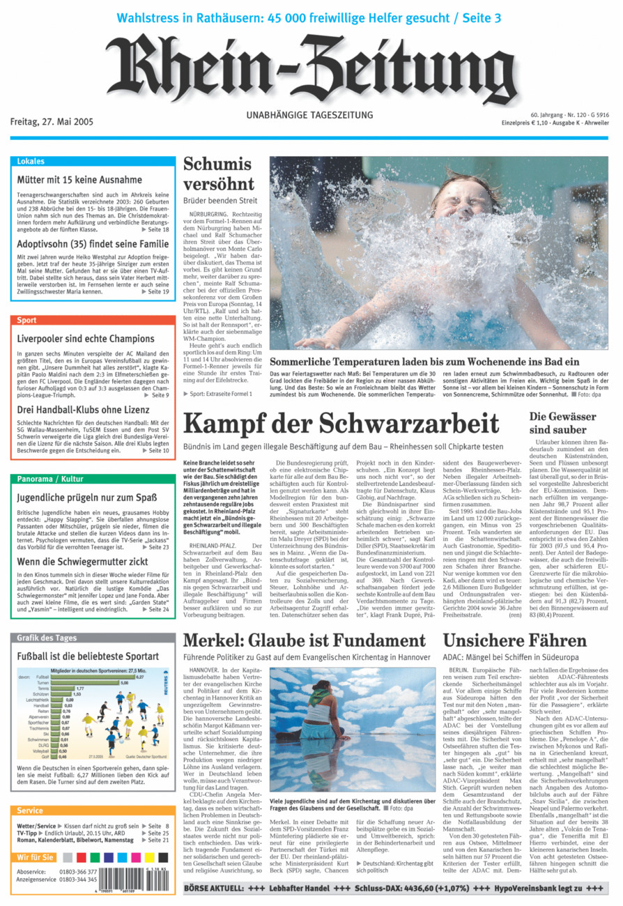 Rhein-Zeitung Kreis Ahrweiler vom Freitag, 27.05.2005